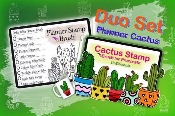 Download Procreate Cactus Template Planner Brush - Premium Bundle
